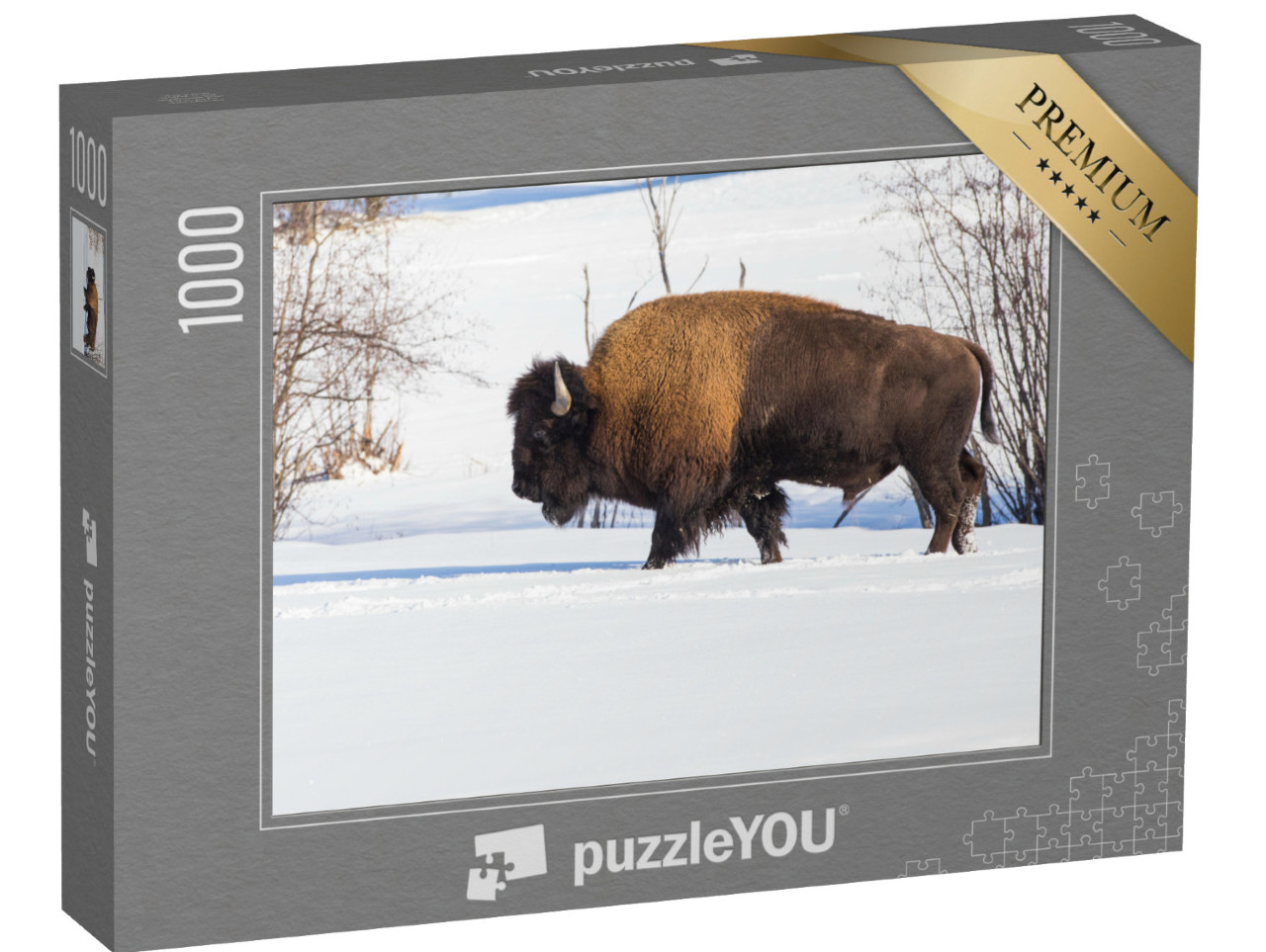 Puzzle de 1000 pièces « Bison américain au milieu d'un paysage hivernal »