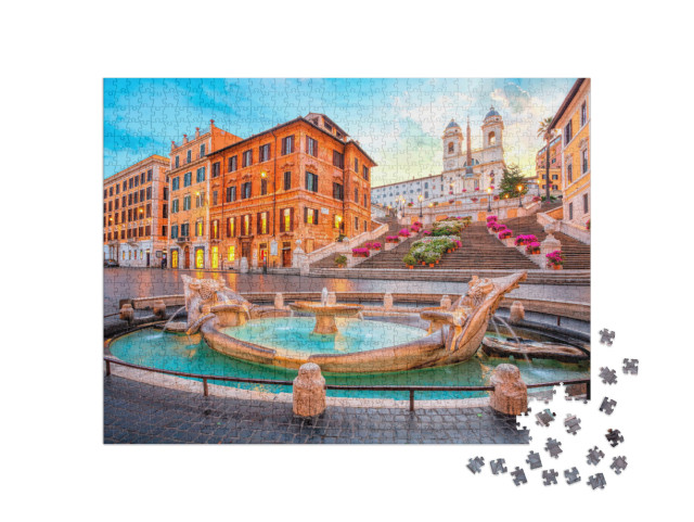 Puzzle de 1000 pièces « Place d'Espagne : Rome le matin, Italie »