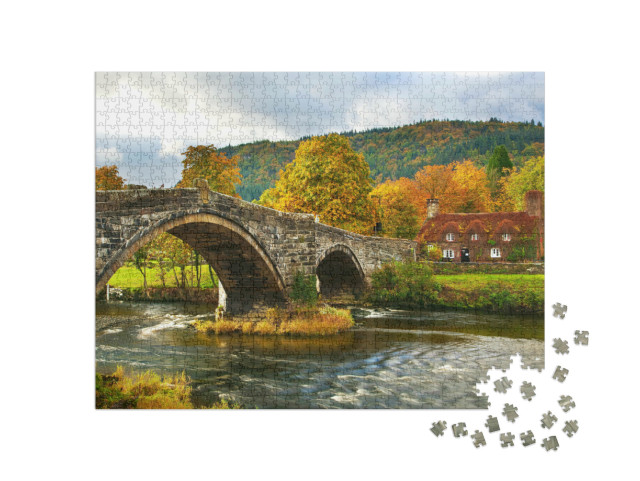 Puzzle de 1000 pièces « llanwrst Bridge, Snowdonia, Nord du Pays de Galles, Royaume-Uni »