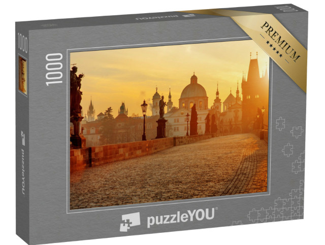 Puzzle de 1000 pièces « Le pont Charles au lever du soleil doré, Prague, République tchèque »