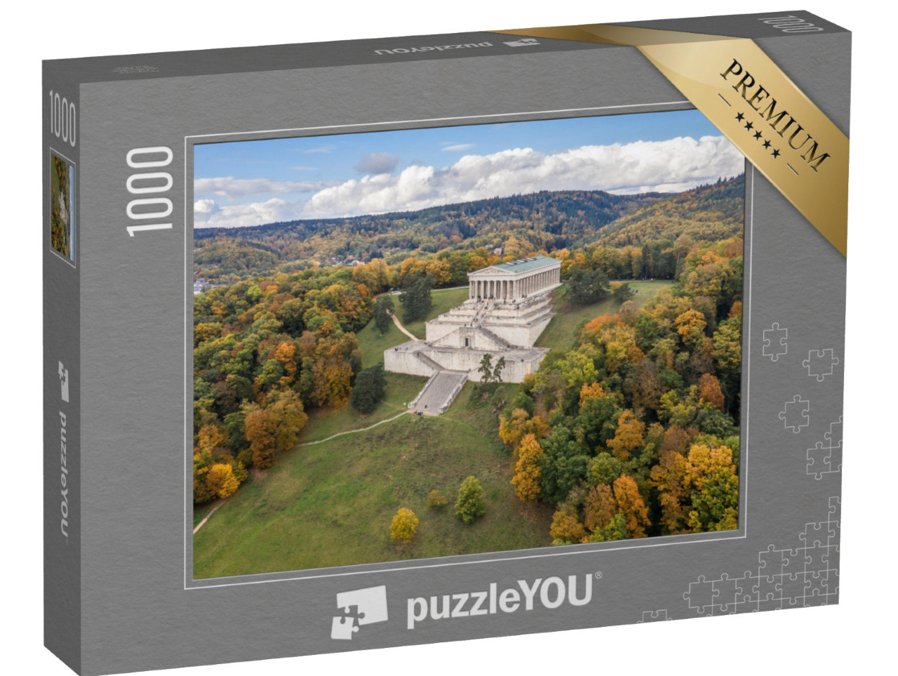 Puzzle de 1000 pièces « Vue aérienne du bâtiment Walhalla, Ratisbonne, Allemagne »