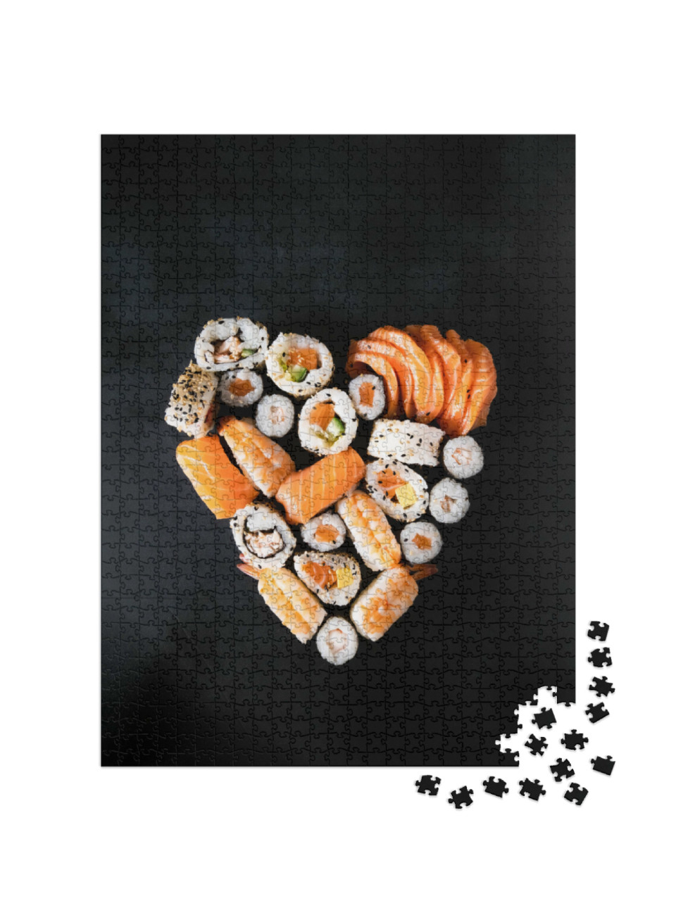 Puzzle de 1000 pièces « Rouleaux de sushi servis en forme de cœur »