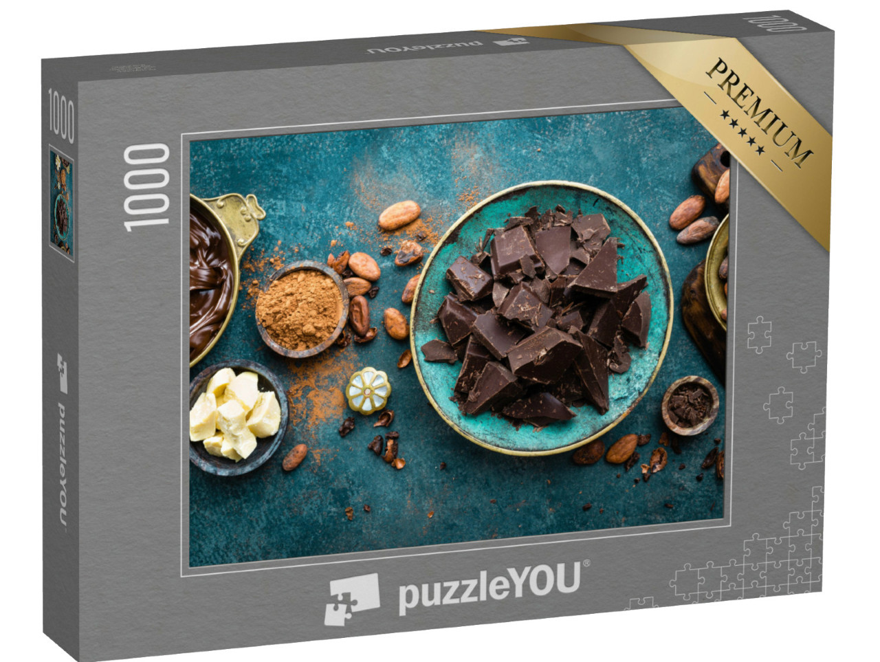 Puzzle de 1000 pièces « Chocolat noir amer avec poudre de cacao et fèves »