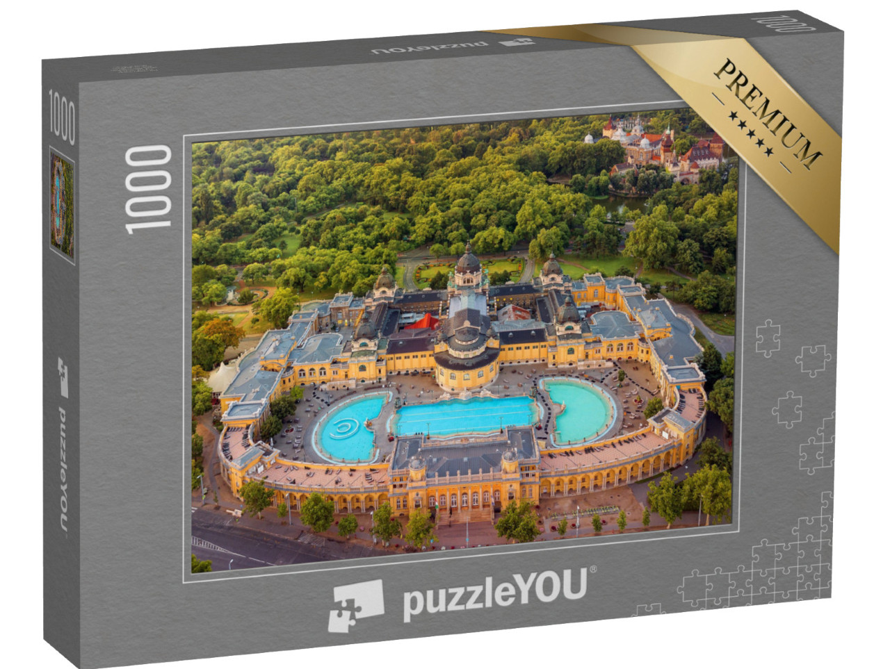 Puzzle de 1000 pièces « Vue aérienne d'un bain thermal à Budapest, Hongrie, Europe »