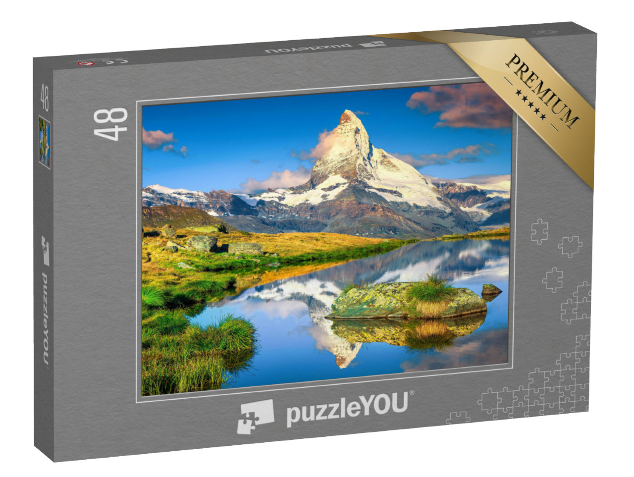 Puzzle de 48 pièces « Spectaculaire Cervin et magnifique lac de Stelli, Zermatt, Suisse »