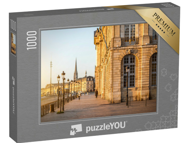 Puzzle de 1000 pièces « Vue de la rue de la célèbre place de la Bourse le matin à Bordeaux, France »