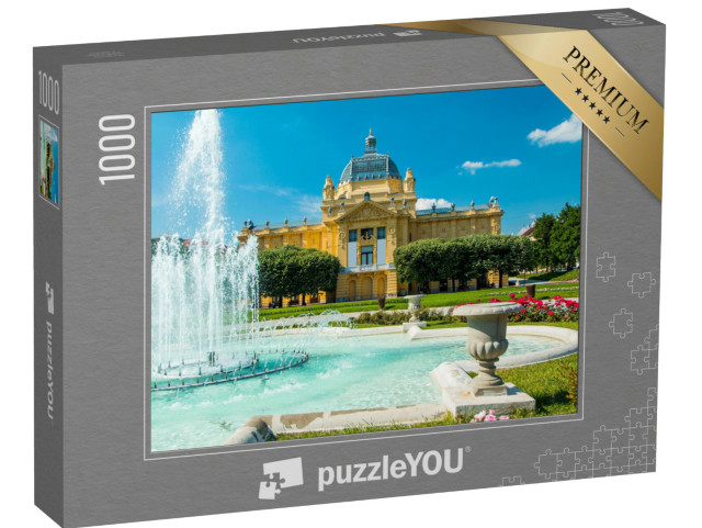 Puzzle de 1000 pièces « Pavillon d'art et fontaine, Zagreb, Croatie »