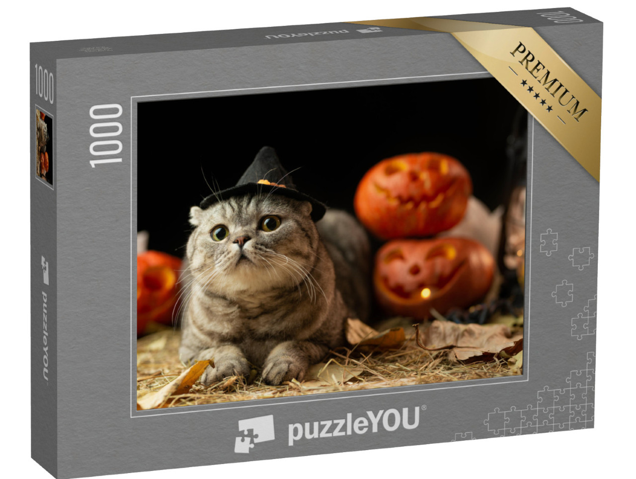 Puzzle de 1000 pièces « Chat d'Halloween avec chapeau »