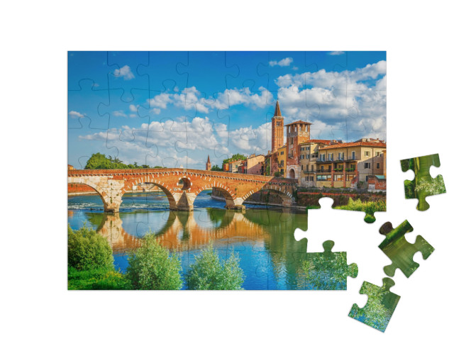 Puzzle de 48 pièces « Vue panoramique sur le Ponte Pietra, Vérone, Italie »