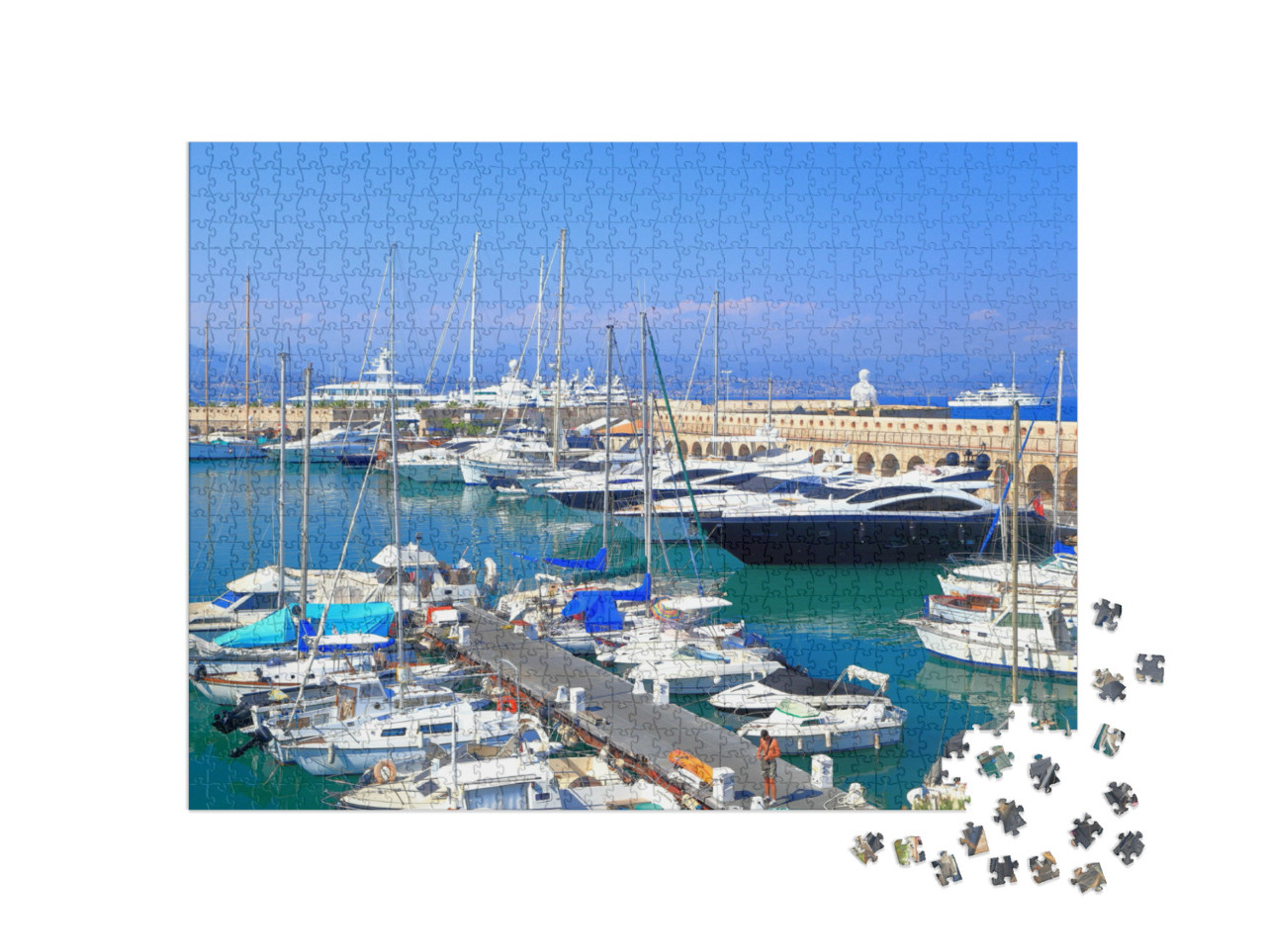 Puzzle de 1000 pièces « Bateaux de plaisance et yachts dans le port d'Antibes, Côte d'Azur, France »