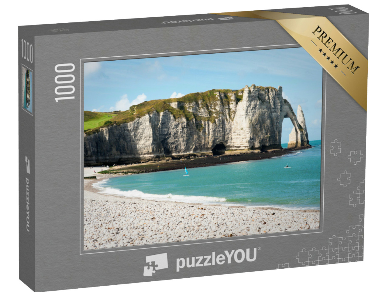 Puzzle de 1000 pièces « Plage avec falaise de Falaise d'Aval. Normandie, Côte d'Albatre, France. »