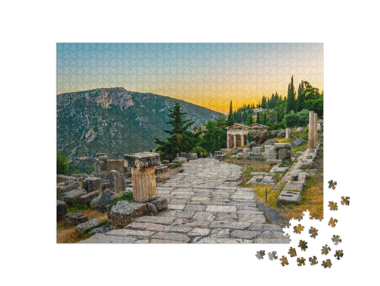 Puzzle de 1000 pièces « Coucher de soleil sur Delphes, site antique, Grèce »
