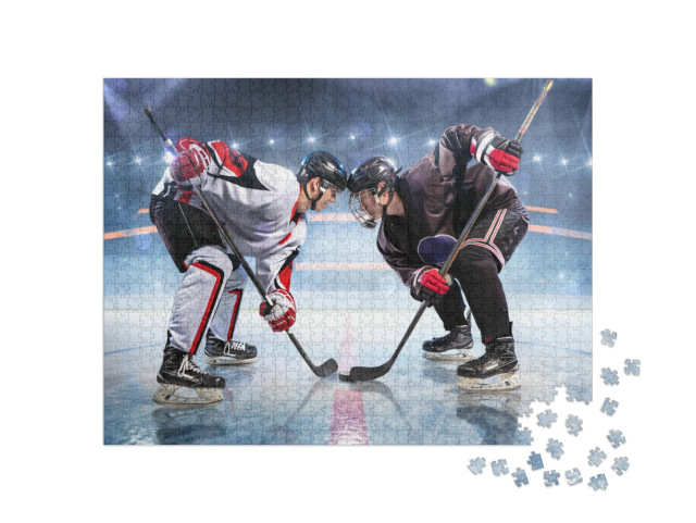 Puzzle de 1000 pièces « Joueur de hockey sur glace, pleinement concentré »