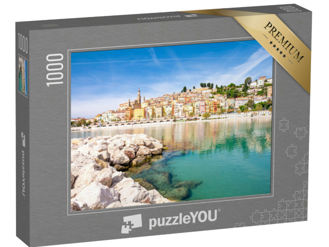 Puzzle de 1000 pièces « Ville colorée de Menton sur la Côte d'Azur dans le sud de la France »