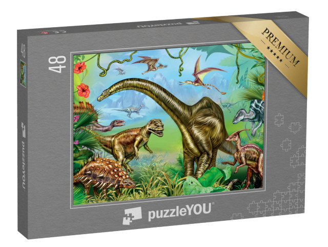 Puzzle de 48 pièces « Un monde de dinosaures impressionnants »