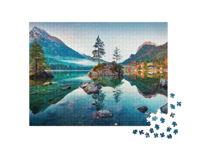Puzzle de 1000 pièces « Automne à Hintersee : Alpes bavaroises le matin, Allemagne »