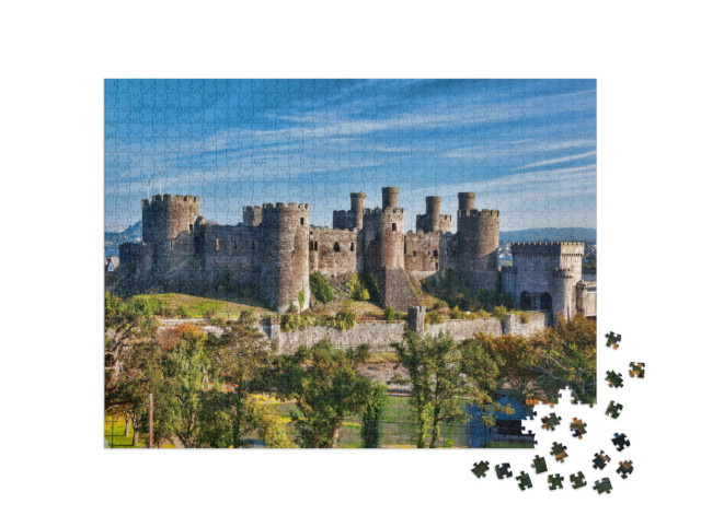 Puzzle de 1000 pièces « Célèbre château de Conwy Castle au Pays de Galles, Royaume-Uni »