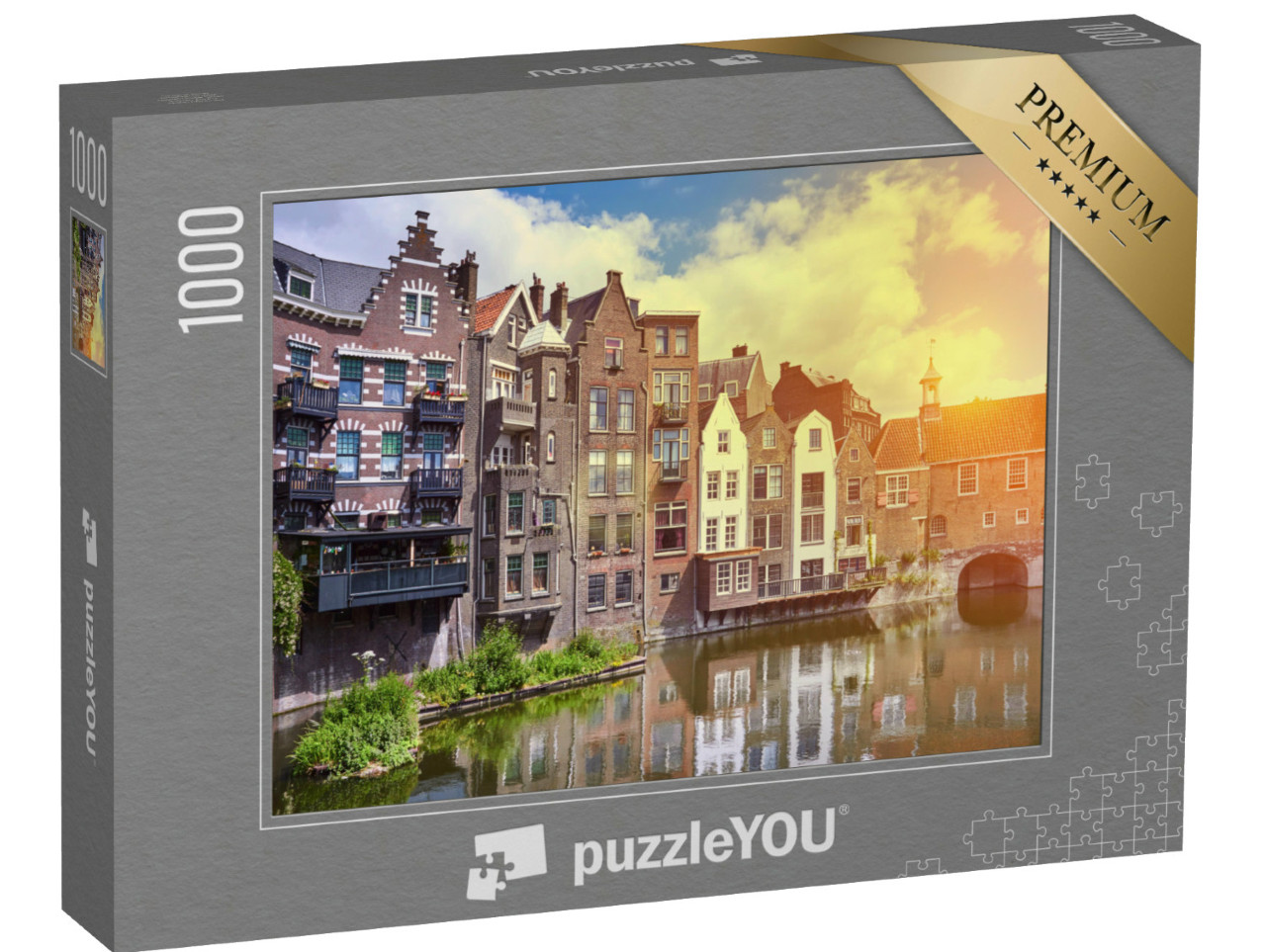 Puzzle de 1000 pièces « Coucher de soleil sur Delfshaven à Rotterdam, Pays-Bas »