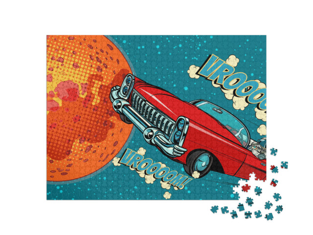 Puzzle de 1000 pièces « Bande dessinée : astronaute conducteur de voiture sur Mars »