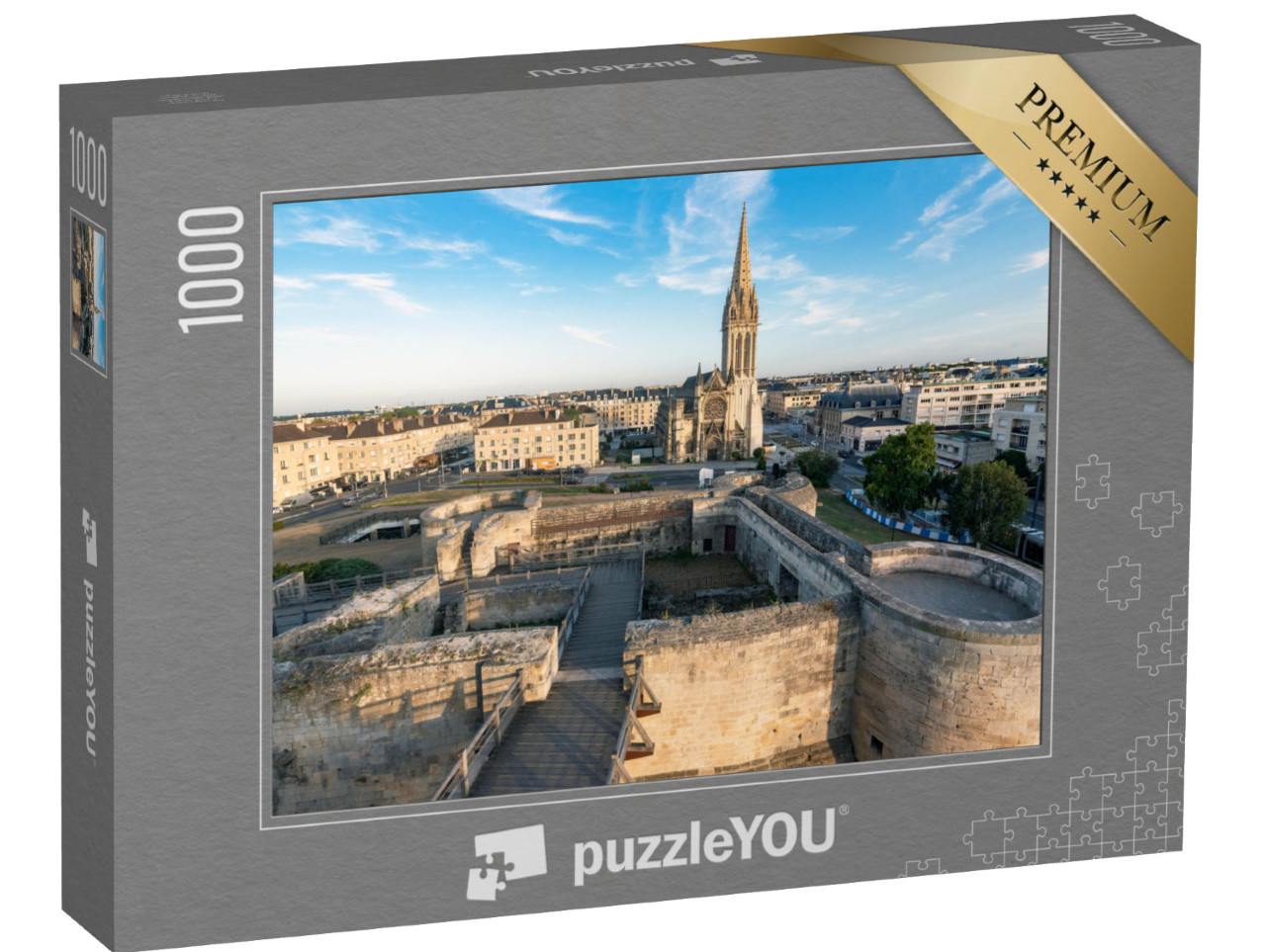 Puzzle de 1000 pièces « Vue sur l'église San Pedro et le château de Caen »