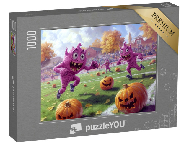 Puzzle de 1000 pièces « Des monstres jouent au foot avec une citrouille »