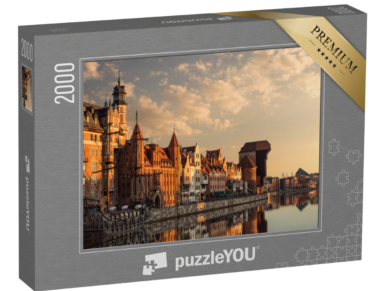 Puzzle de 2000 pièces « Ambiance matinale calme : la vieille ville de Gdansk au lever du soleil »